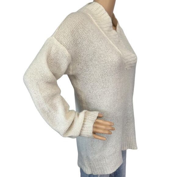 J. Crew Dolce Shawl Collar Popover Sweater Cream Mohair Wool Blend Size M - Picture 4 of 12